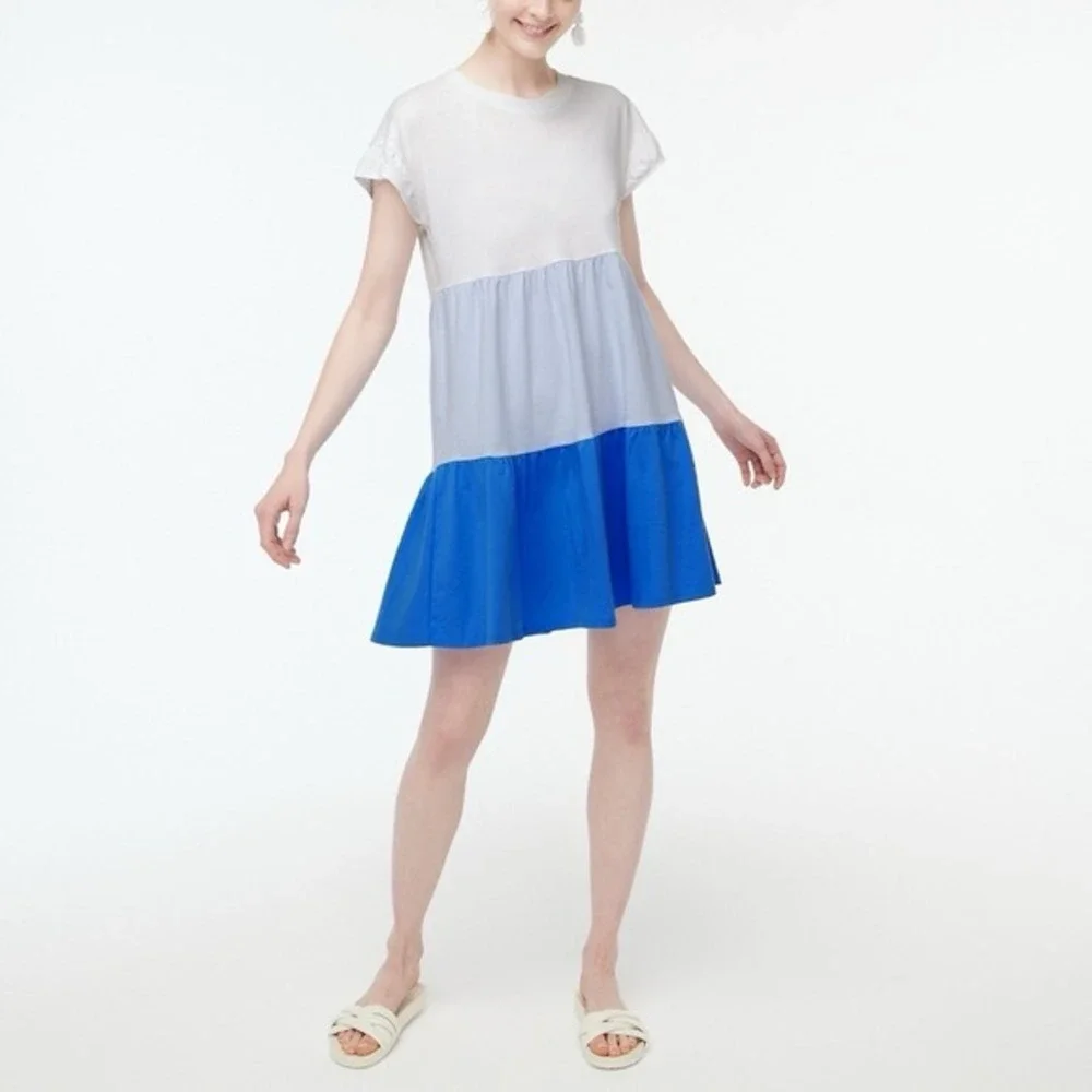 J Crew Babydoll Tiered Dress Womens XL Cotton Casual Flirty Comfort - Picture 1 of 8